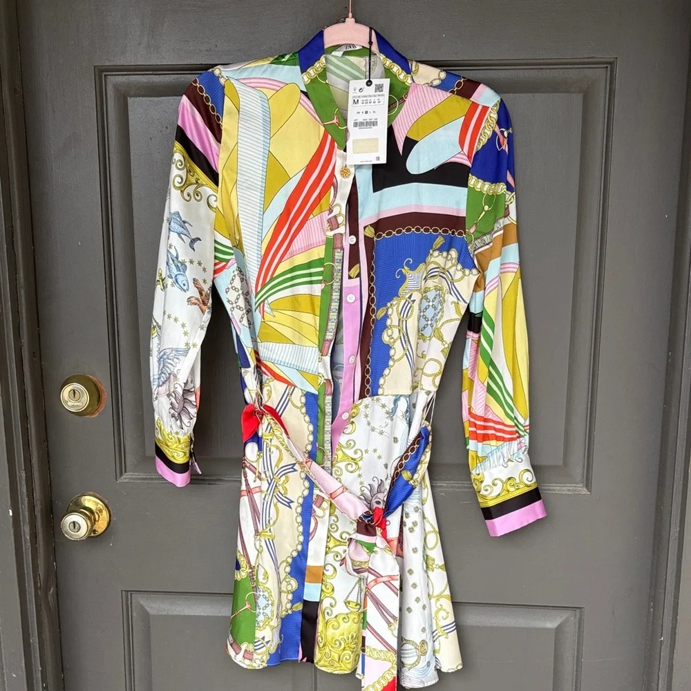 Zara Multicolor Long Sleeve Dress - Picture 11 of 15
